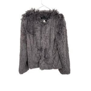 NWT Sanctuary Stella Faux Fur Jacket Coat Shaggy Gray Size Large